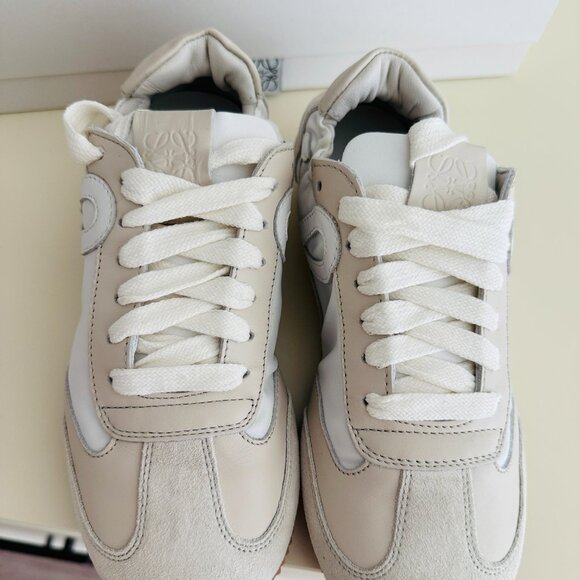 Loewe Ballet Runner Mixed Leather Soft White Low Top Sneakers Logo Runner - Picture 5 of 8